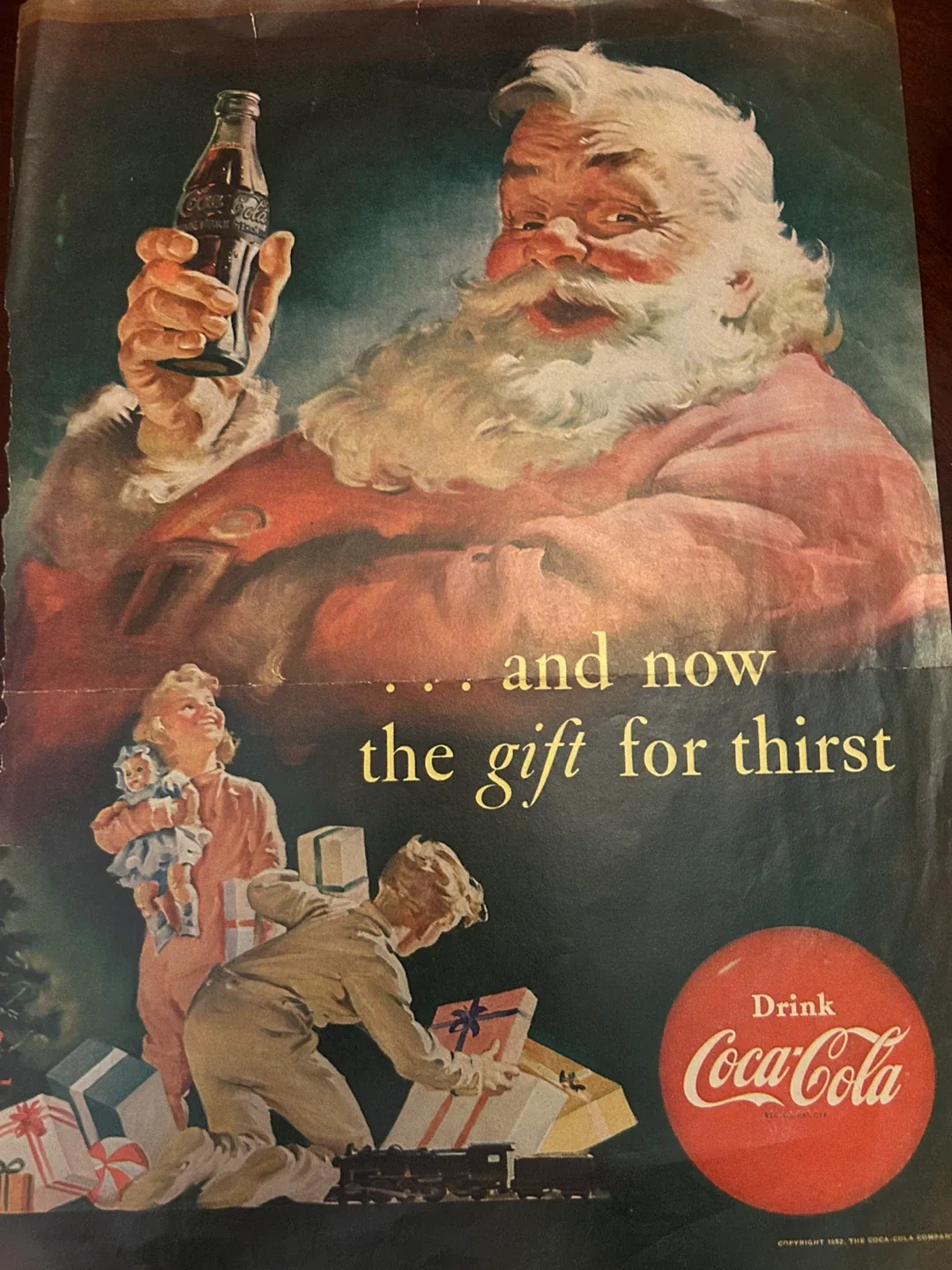MCM 1950s Santa Claus Xmas Coke Coca Cola ad illustration art