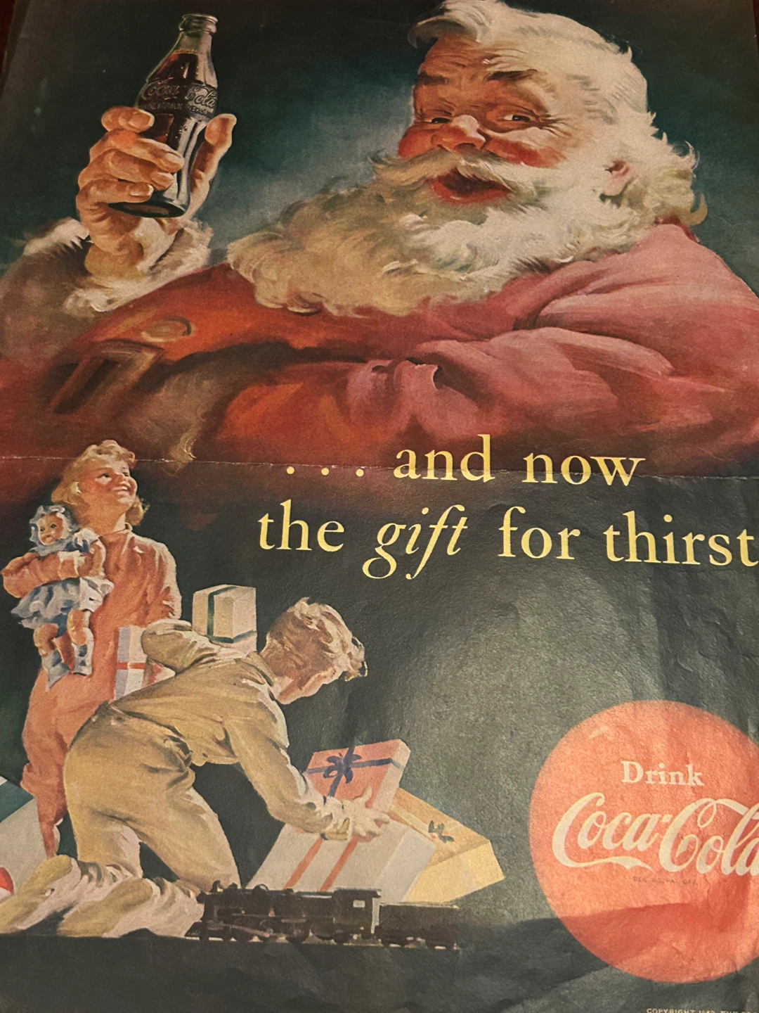 $15 MCM 1950s Santa Claus Xmas Coke Coca Cola ad illustration - photo 5