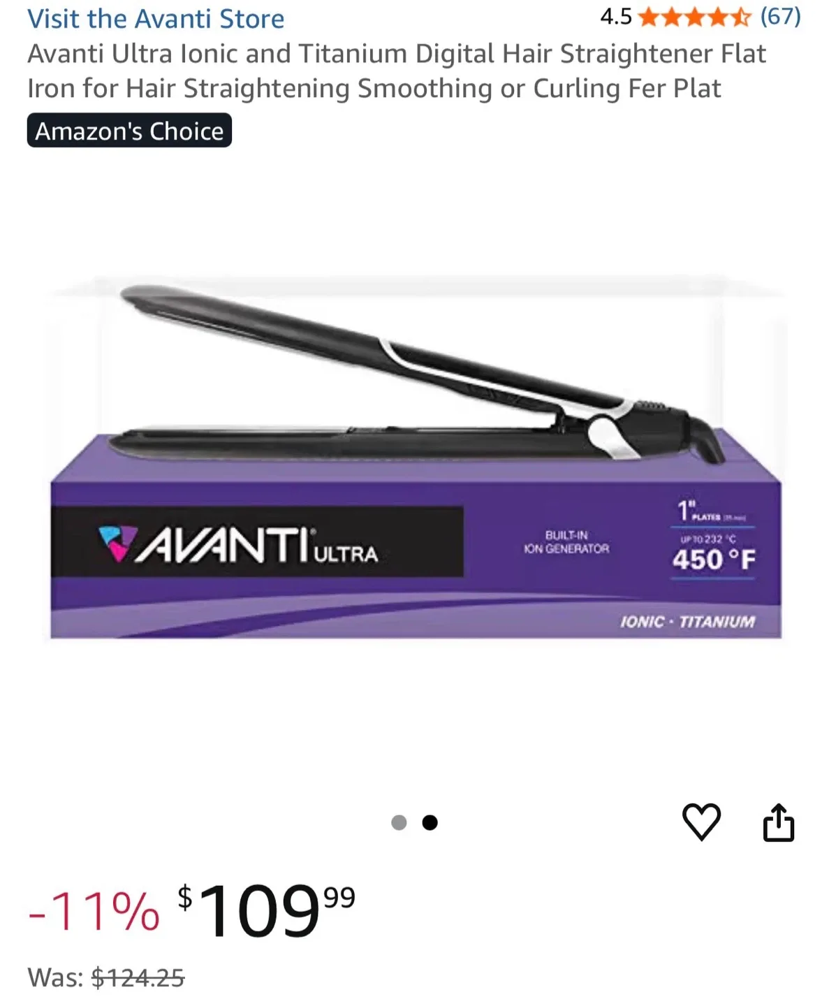 Avanti Ultra Ionic Titanium Hair Straightener - New