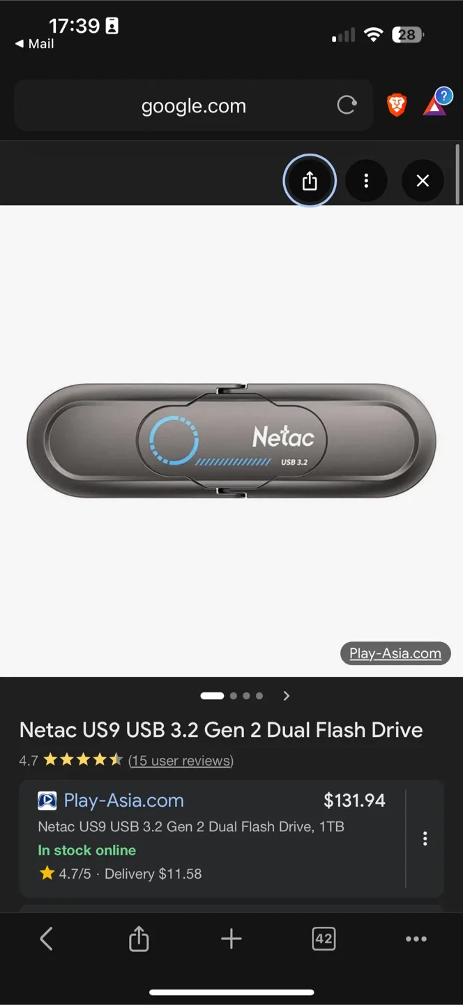 *New* $145 1TB SSD Flash Drive Netac US9 USB 3.2 Dual