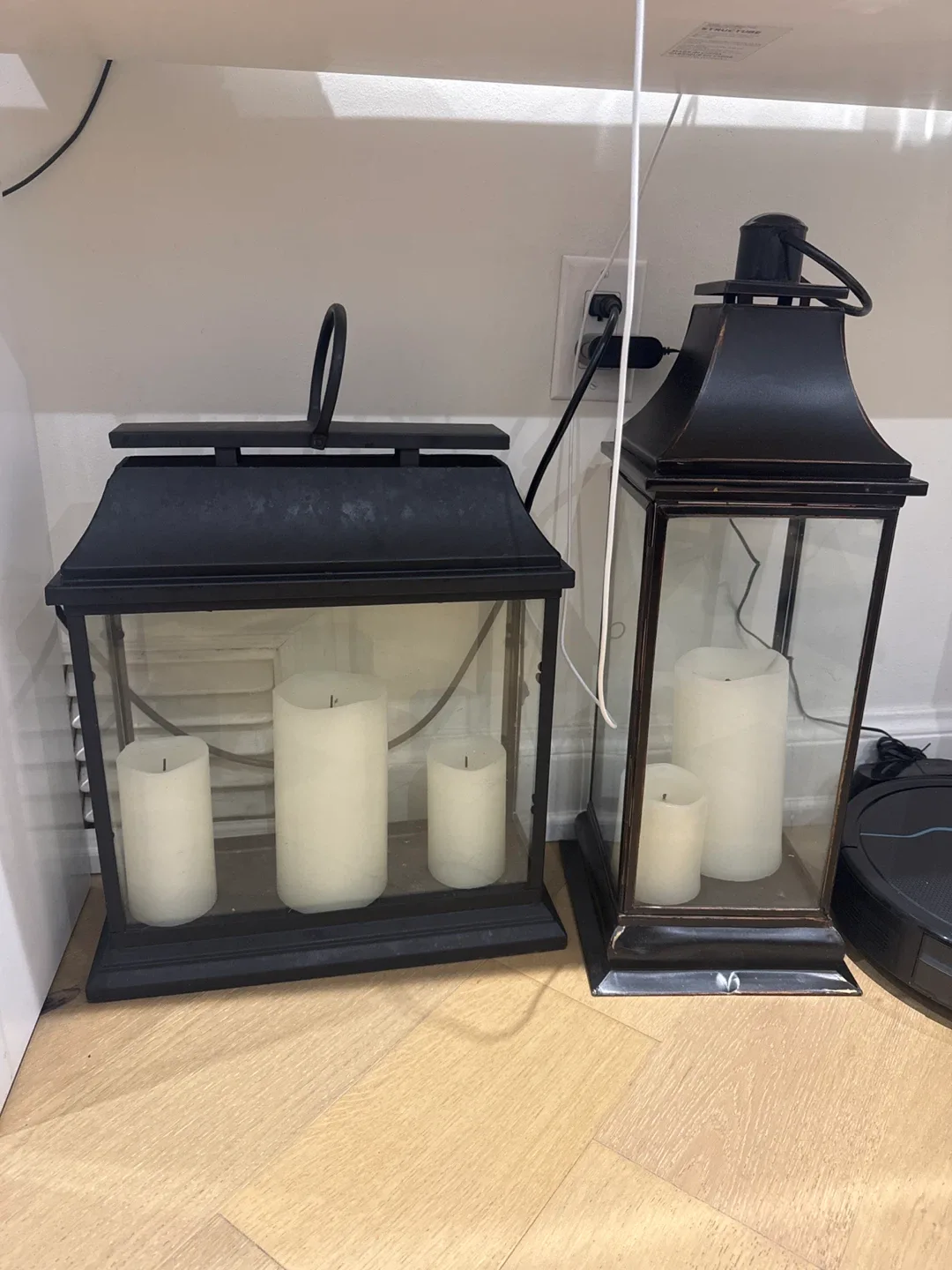 Set of Two Black Metal Lanterns