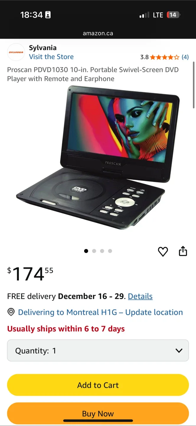 *New* $200 Proscan PDVD1030 10-in Portable DVD Player image indicator(3)