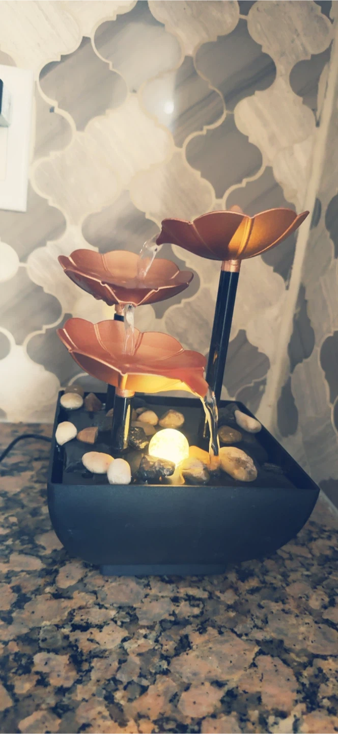 Led fountain with stone