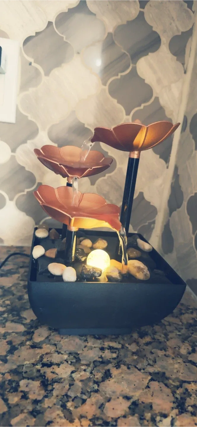 Led fountain with stone