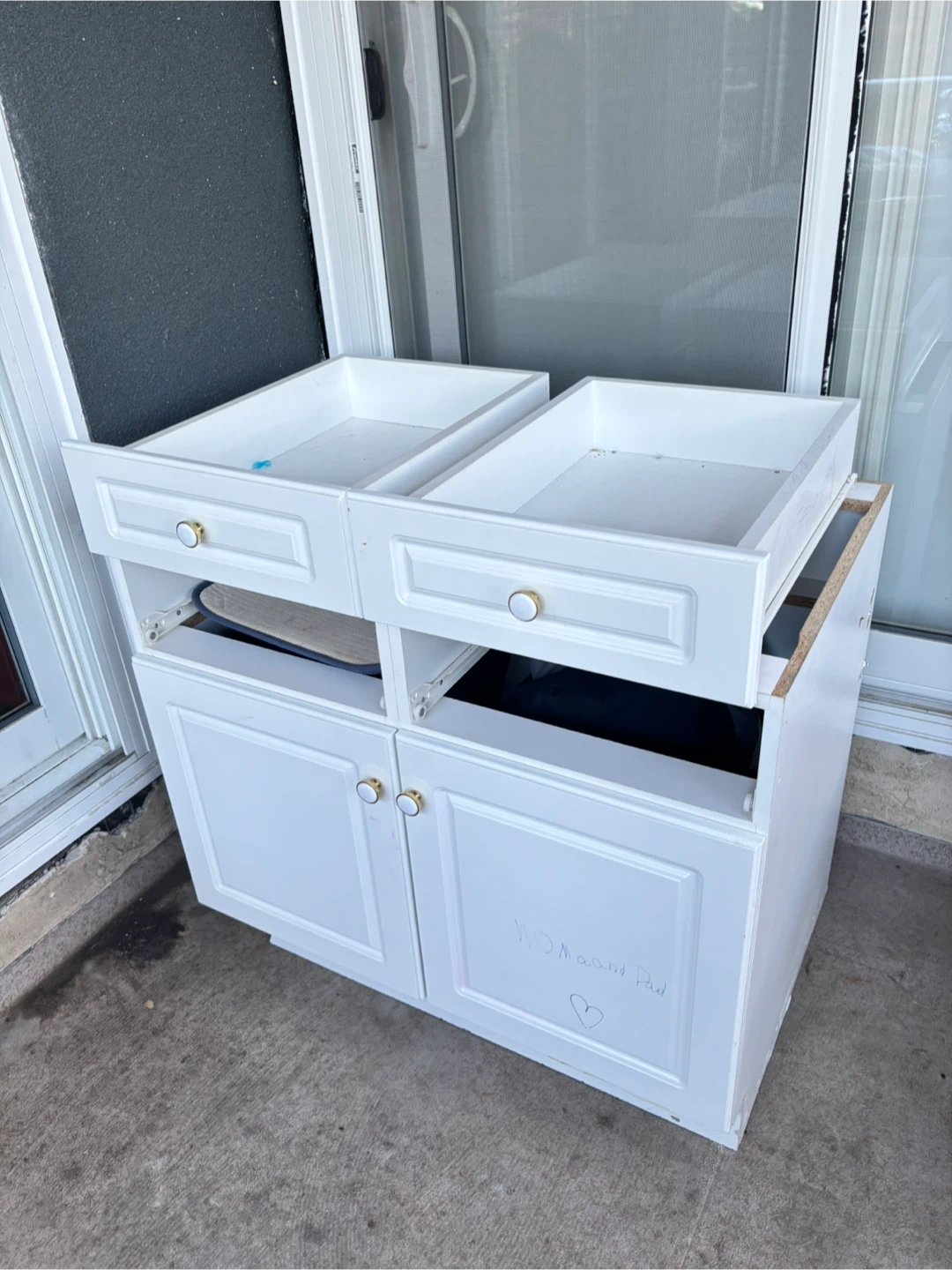 White Cabinet with Drawers and Rocking Chair