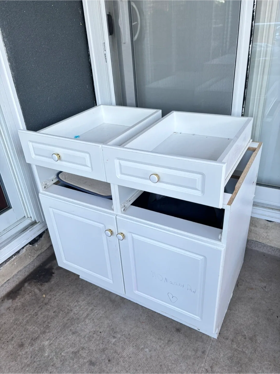 White Cabinet with Drawers and Rocking Chair