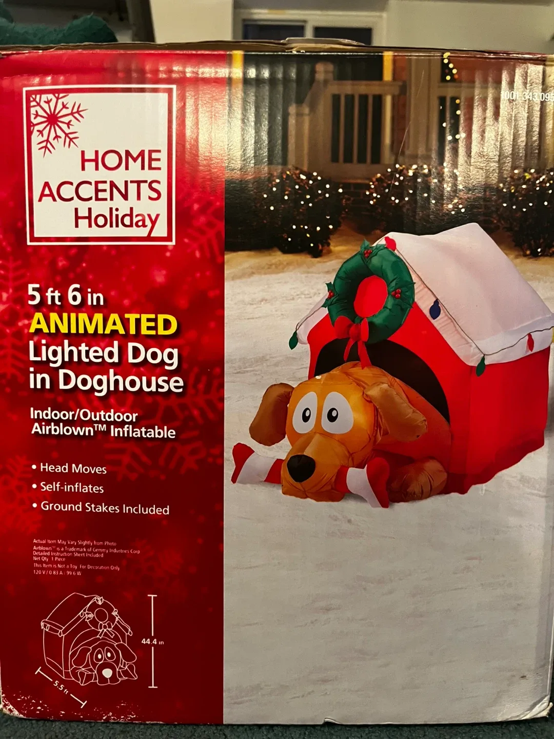 Home Accents Holiday Inflatable Dog in Doghouse