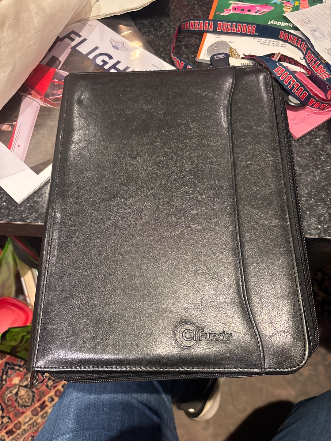 Clfunds Black Leather Portfolio