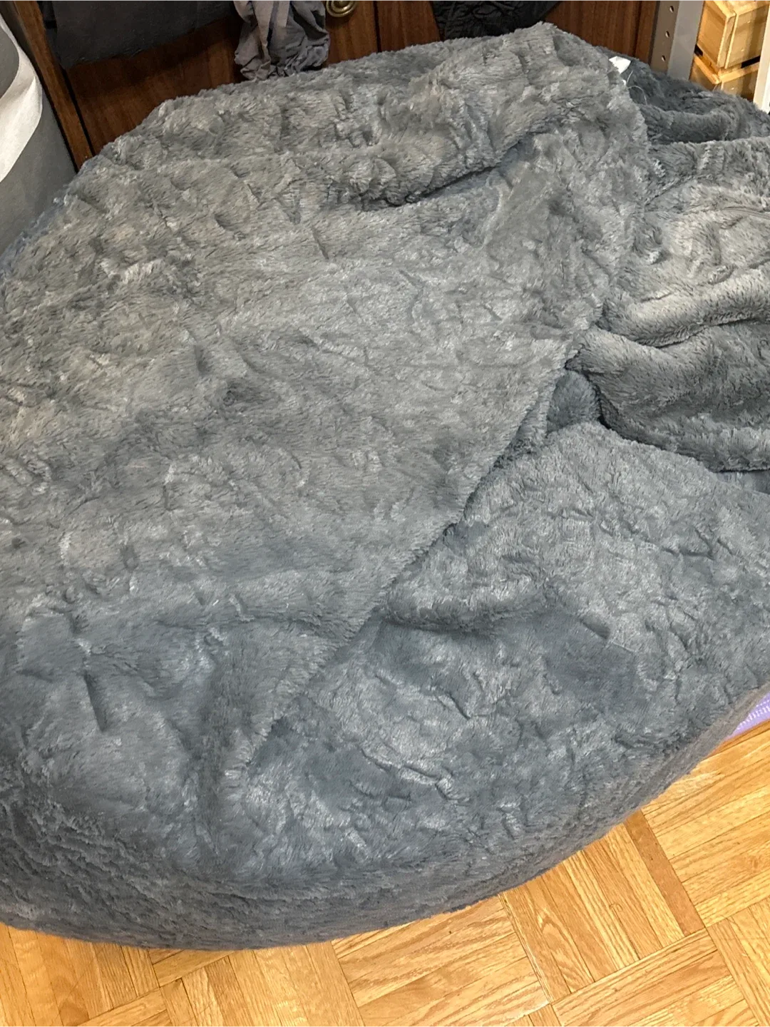 Grey Faux Fur Bean Bag Chair