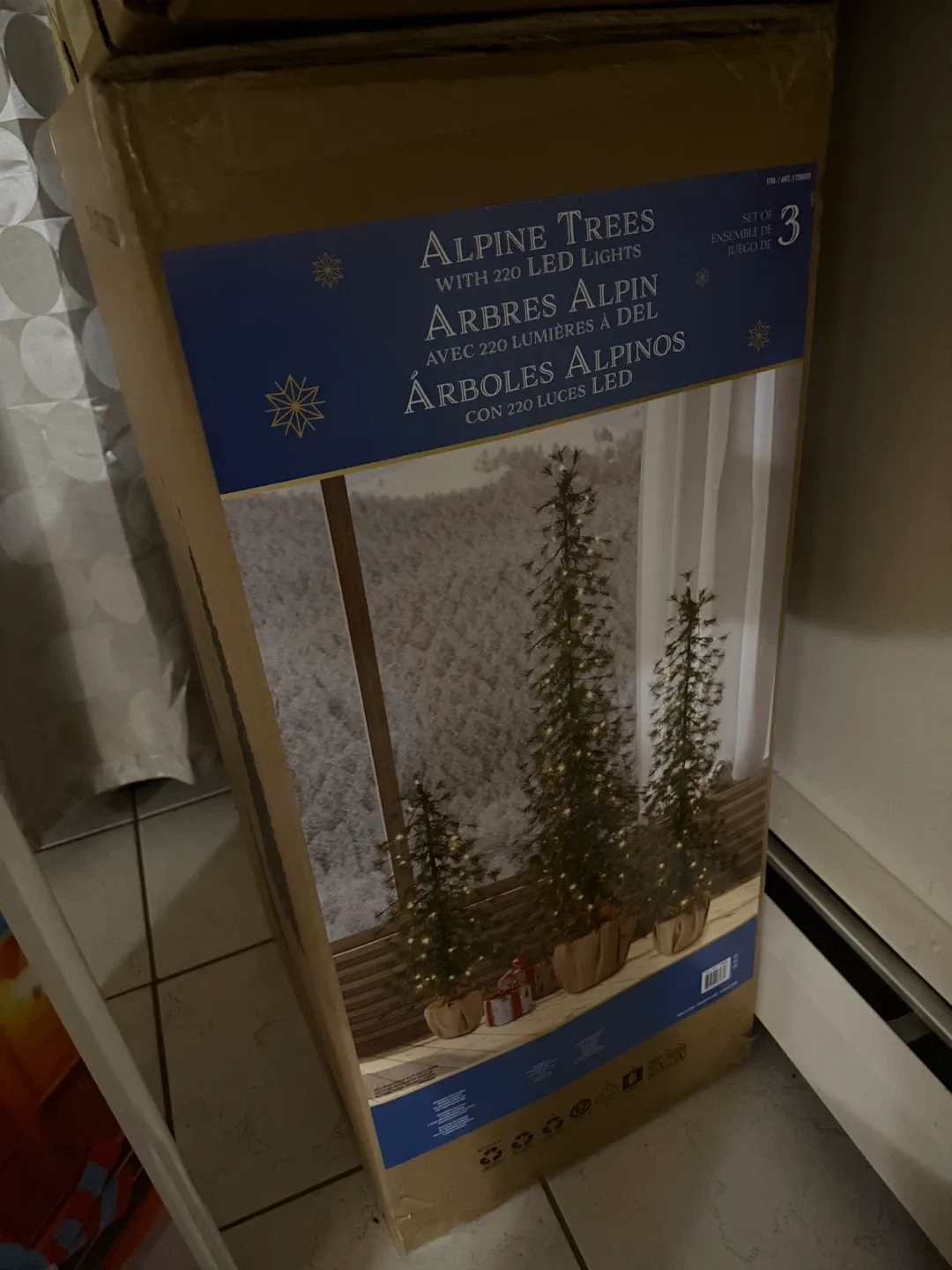 Alpine Trees with 220 LED Lights - Set of 3