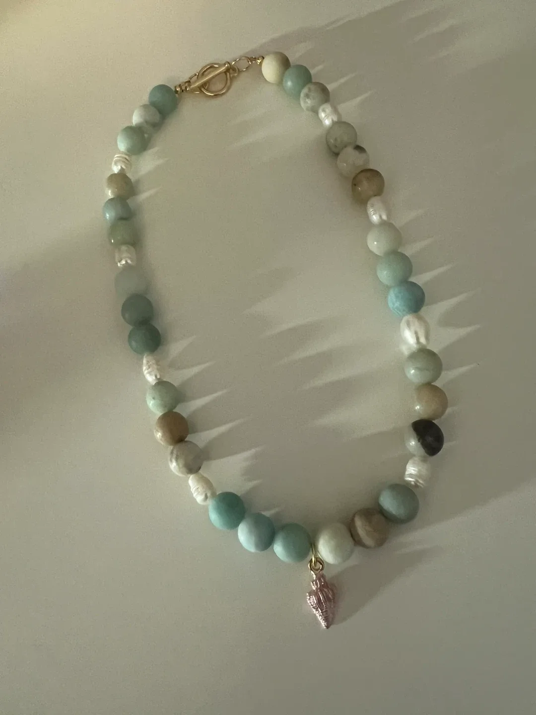 Beaded Necklace with Shell Pendant