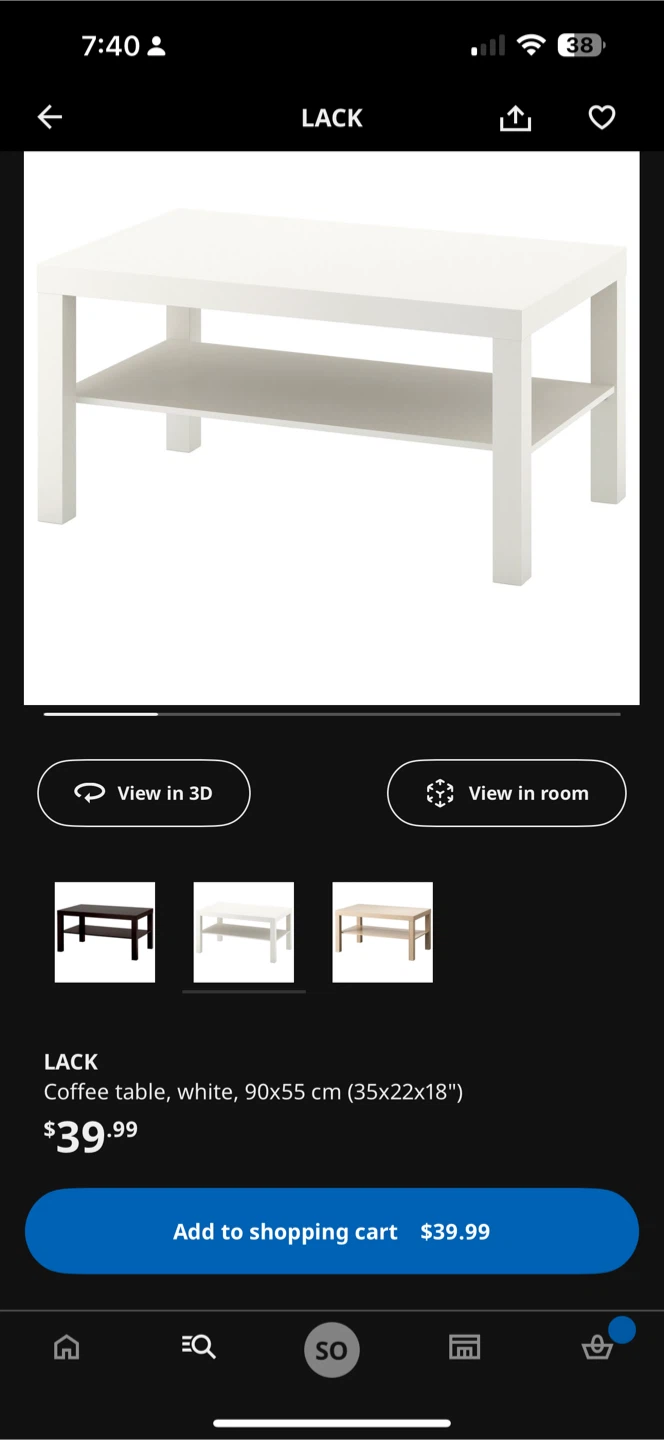 IKEA LACK White Coffee Table 90x55cm