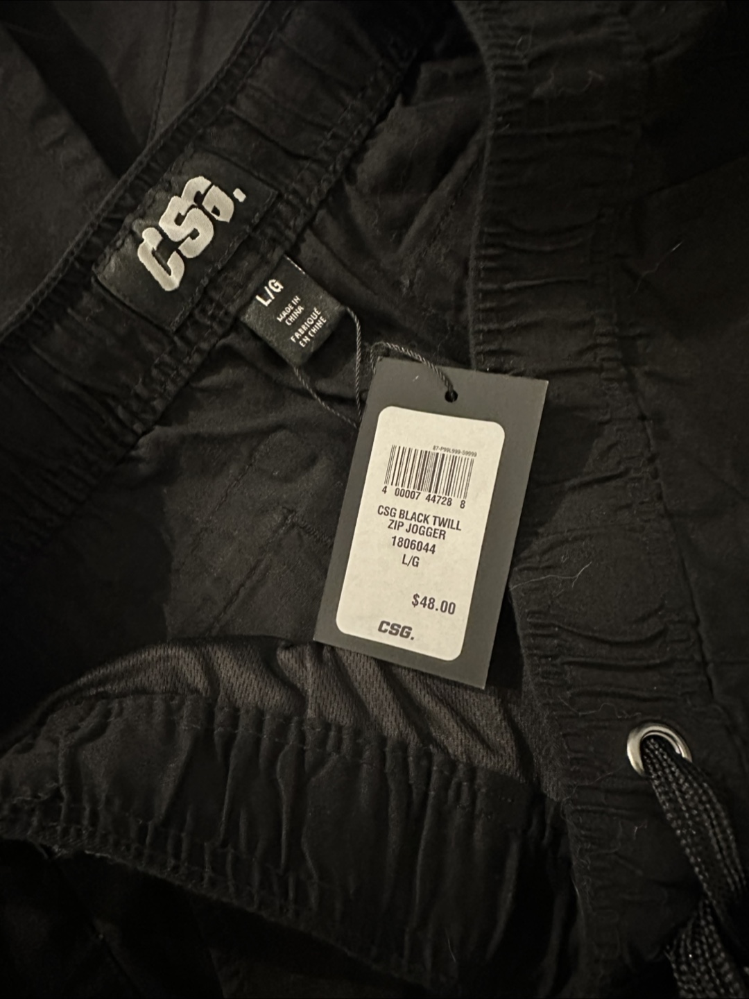 CSG Black Twill Zip Jogger - Size L - photo 3