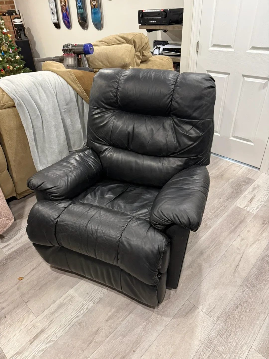 Black Leather Recliner Chair