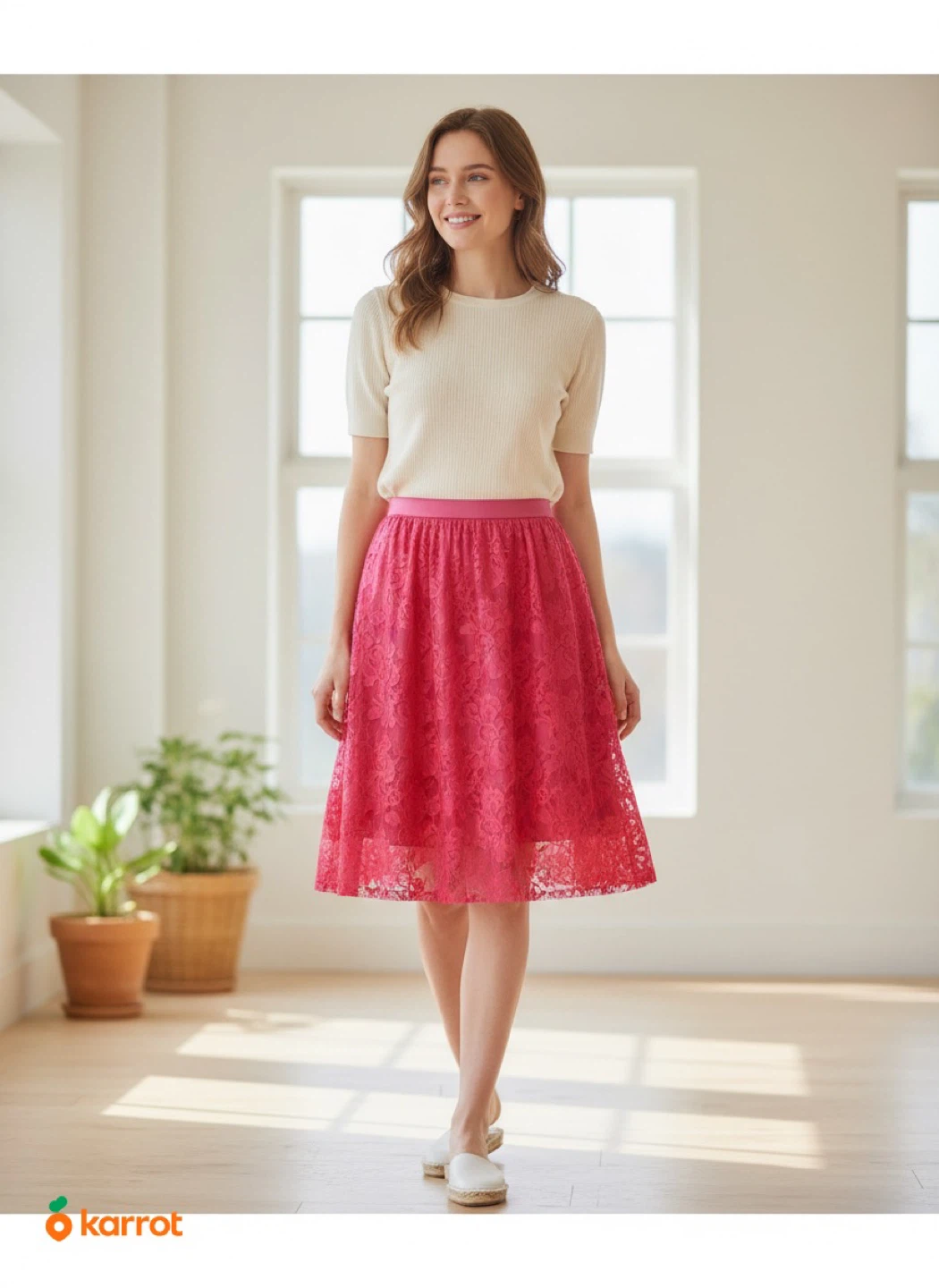 GIRDEAR Hot Pink Lace Skirt