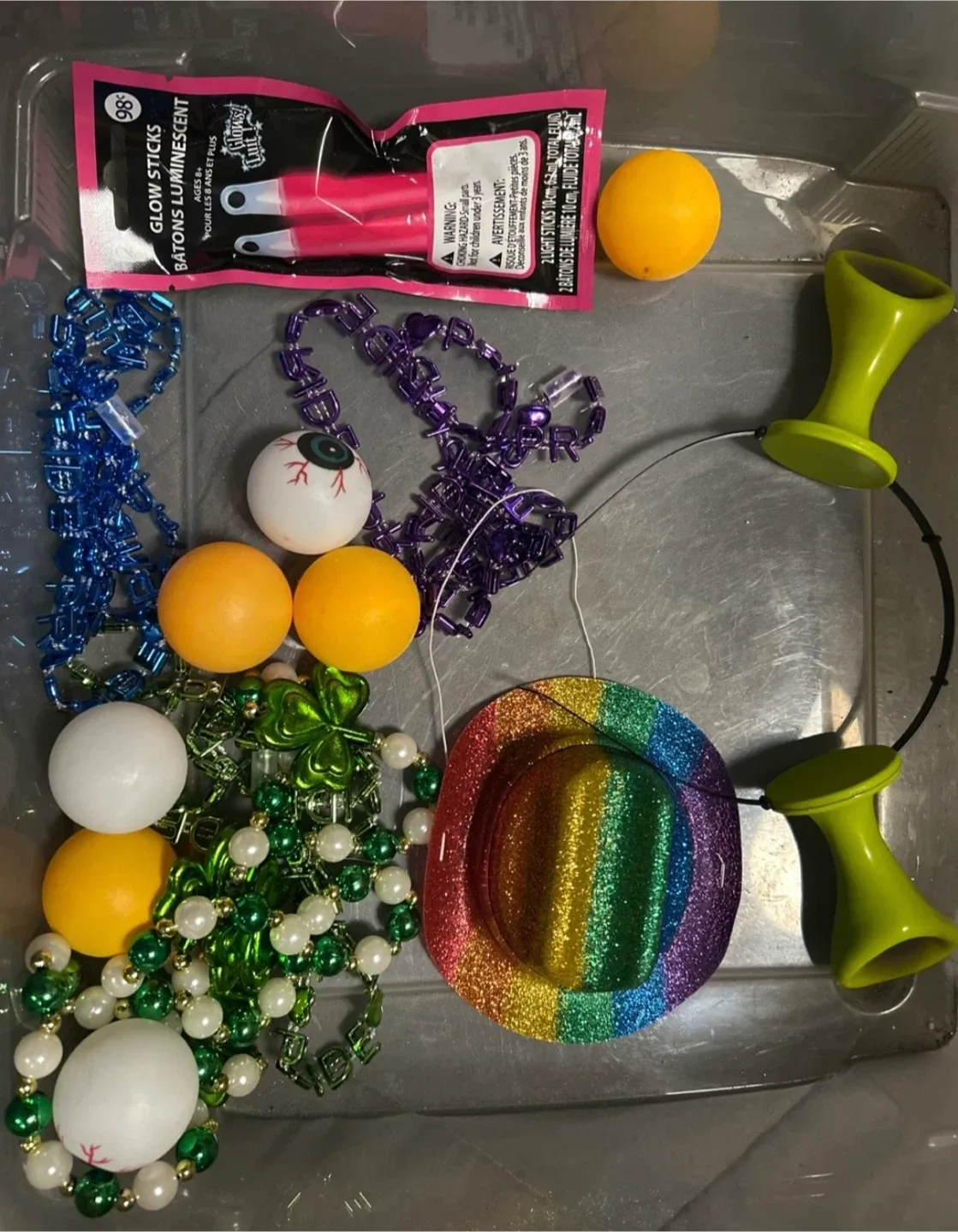 Party Favours Lot: Glow Sticks, Beads, Hat