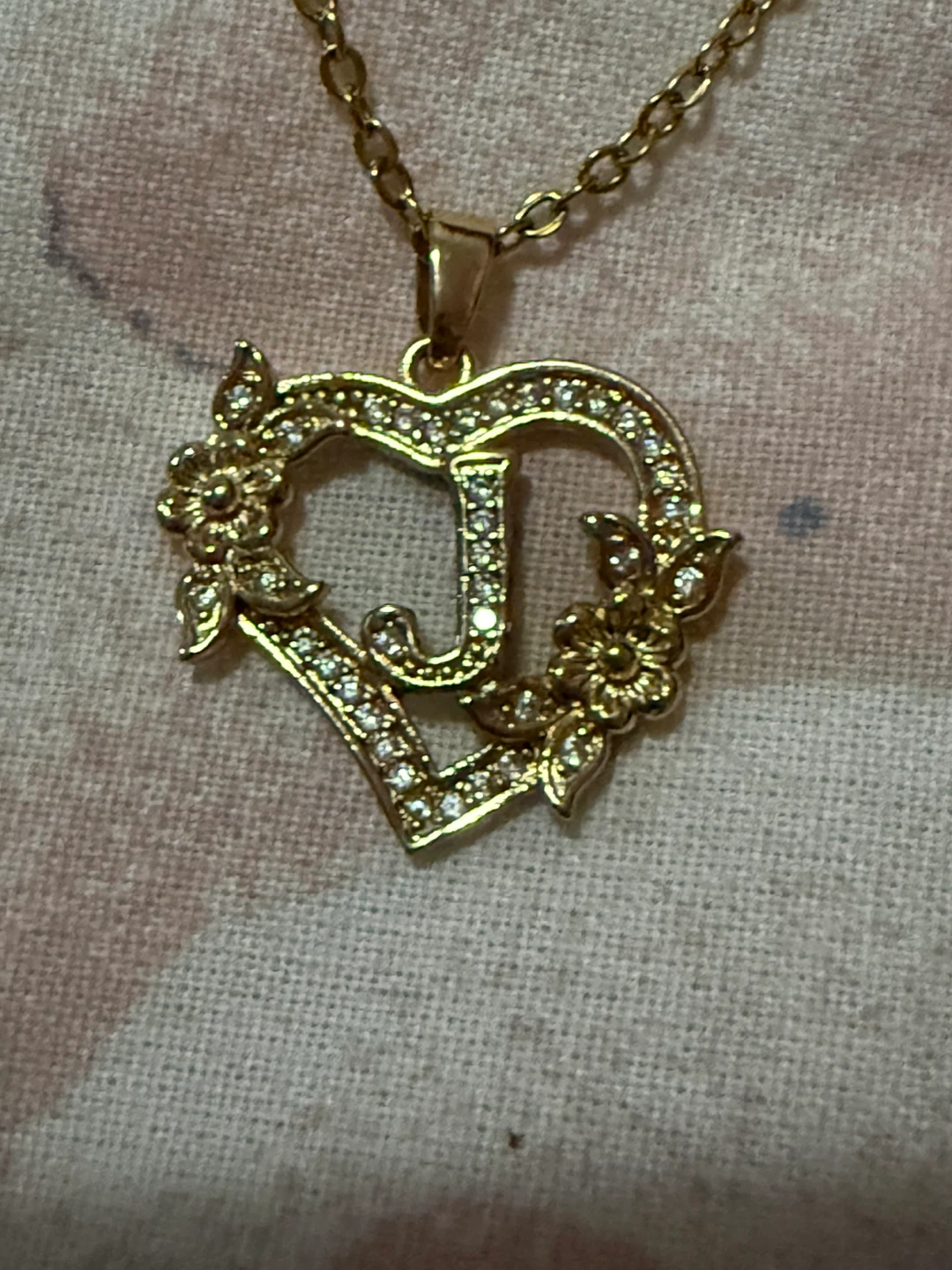 Gold Heart 'J' Initial Necklace