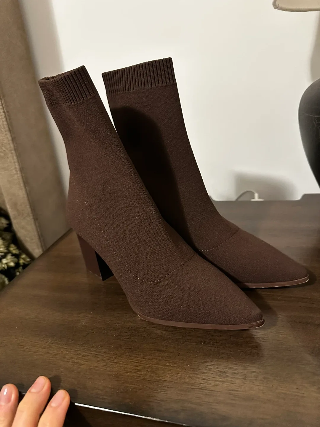 Aldo Brown Knit Heeled ankle Booties