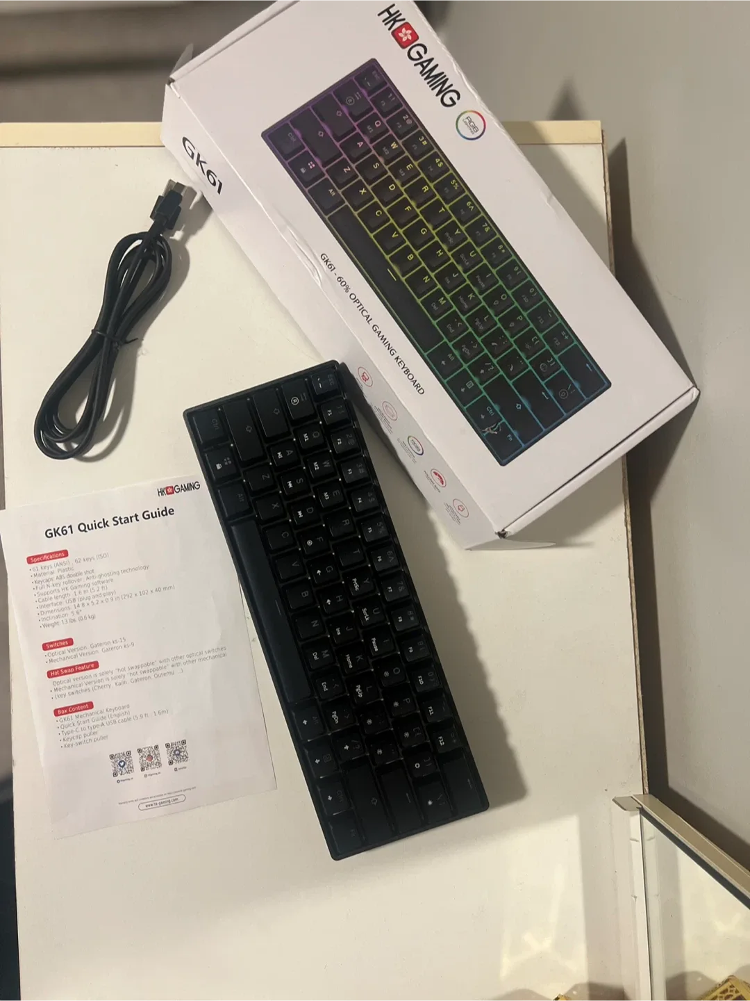 HK Gaming GK61 60% Optical Keyboard - Black