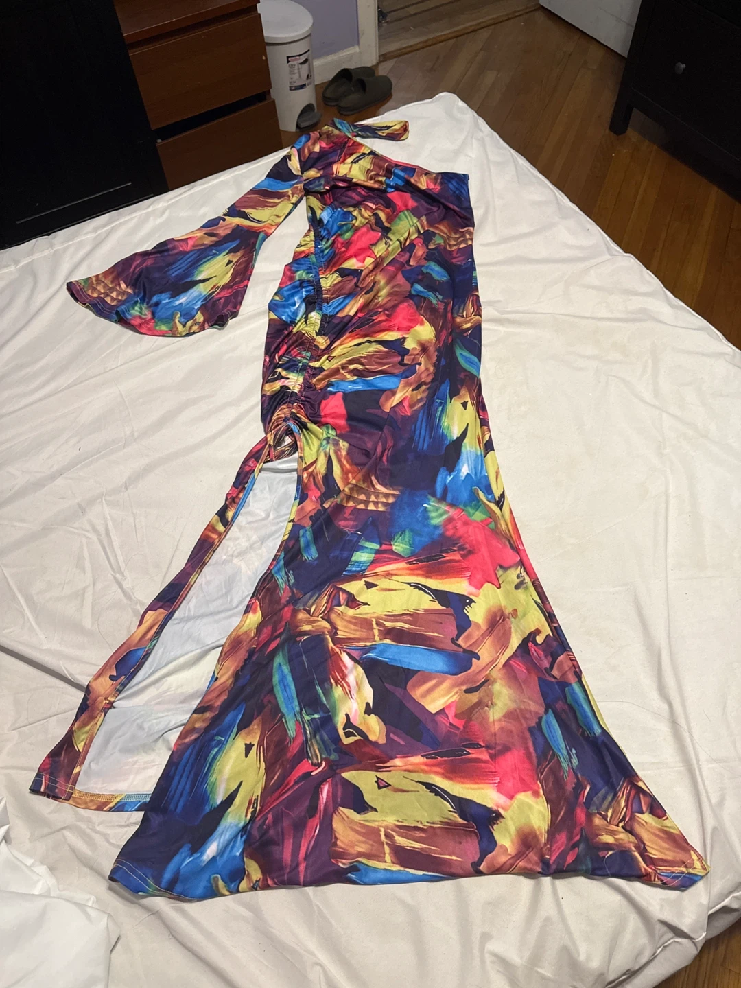 Colorful One-Shoulder Maxi Dress