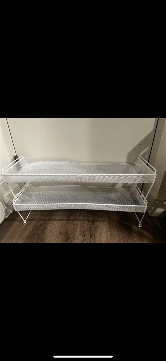 White Metal 2-Tier Shoe Rack