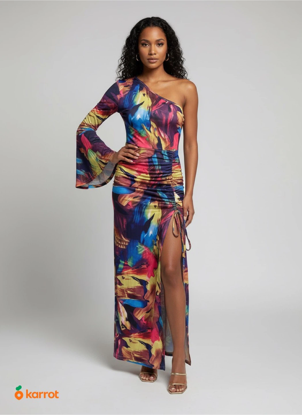 Colorful One-Shoulder Maxi Dress - photo 2