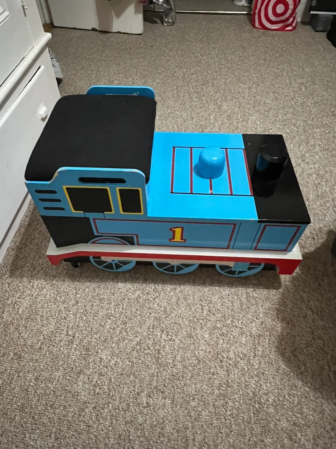 Wooden Thomas the Train Toy Box on Wheels