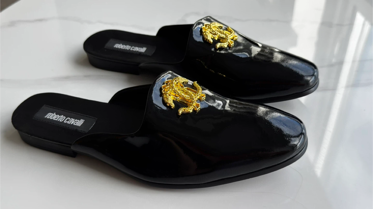 Roberto CAVALLI Leather Mules Black Glass MEN. - photo 2