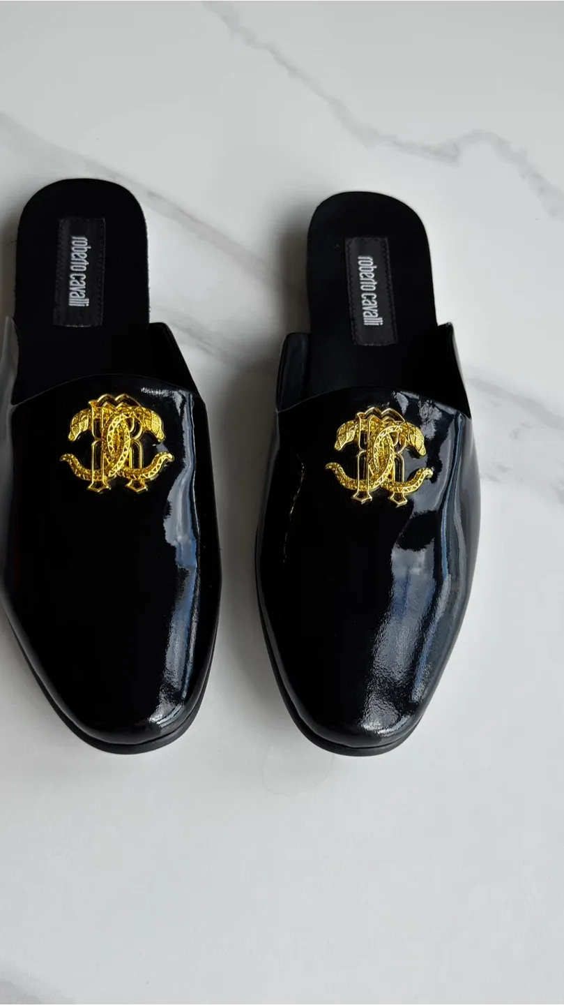 Roberto CAVALLI Leather Mules Black Glass MEN. image indicator(4)