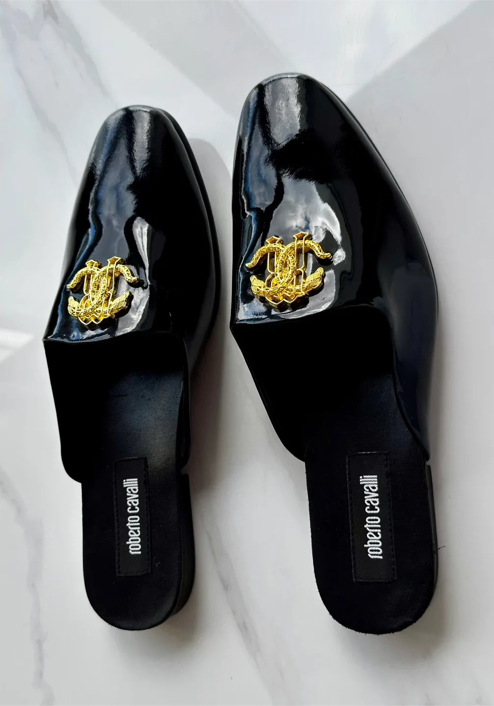 Roberto CAVALLI Leather Mules Black Glass MEN. image indicator(3)