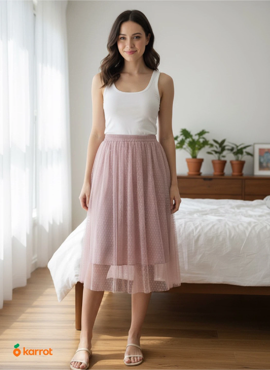 Pink Polka Dot Tulle Skirt