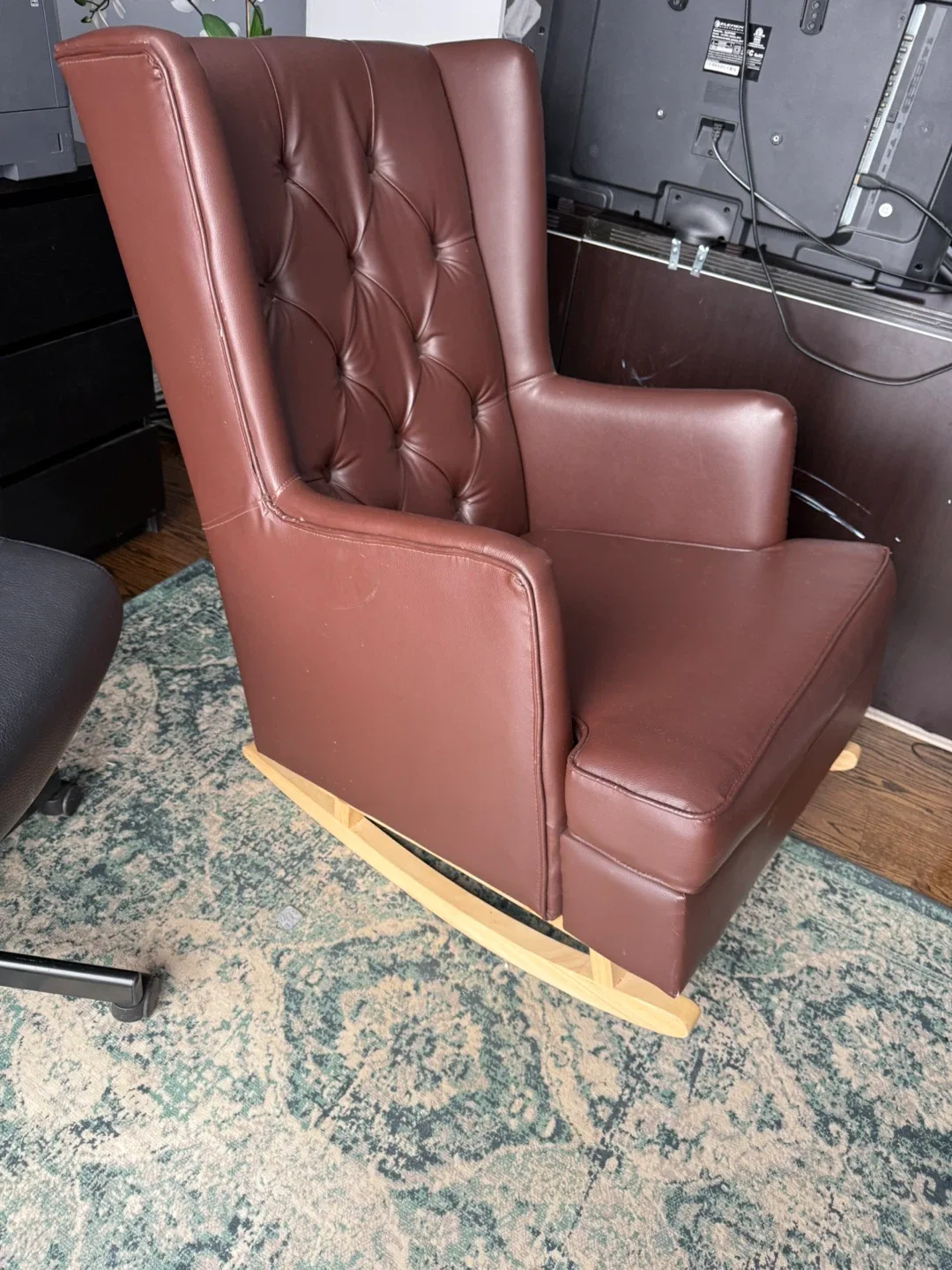Brown Leather Rocking Chair