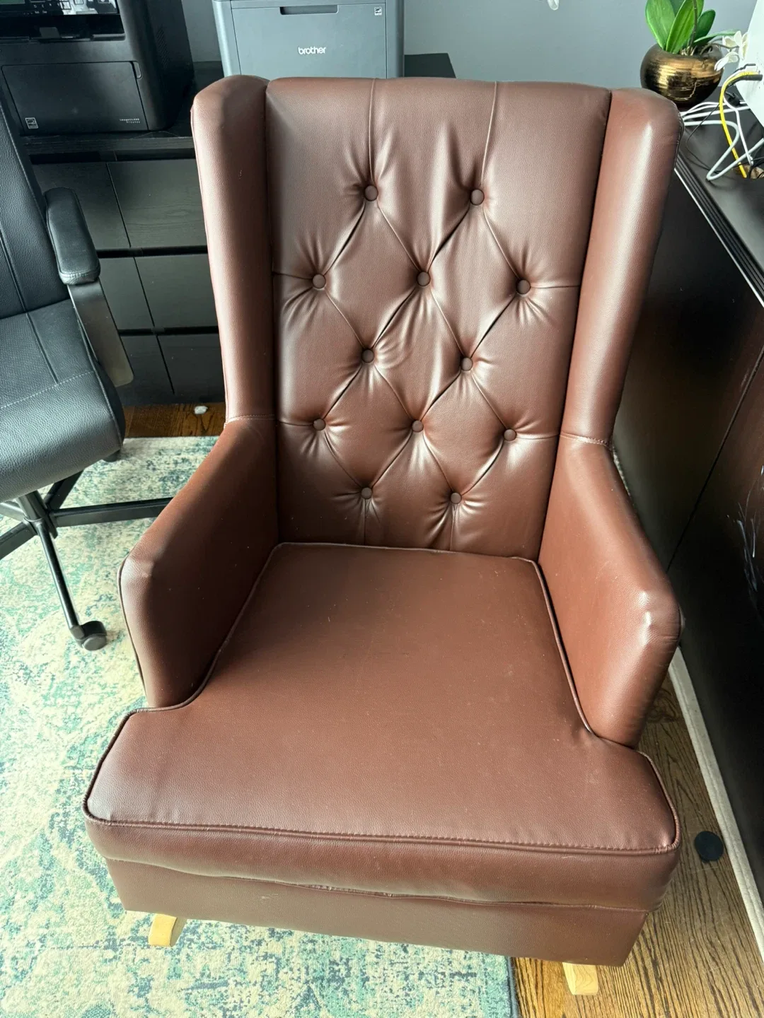 Brown Leather Rocking Chair image indicator(2)