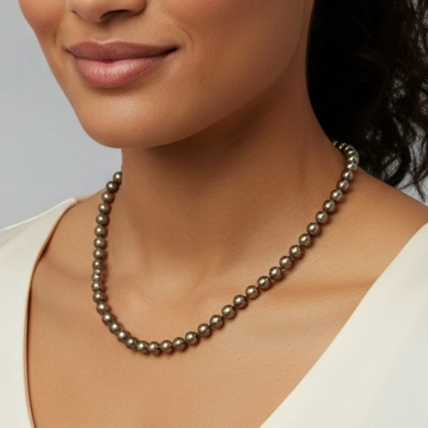 Bronze Metallic Beaded Pearl Strand Necklace