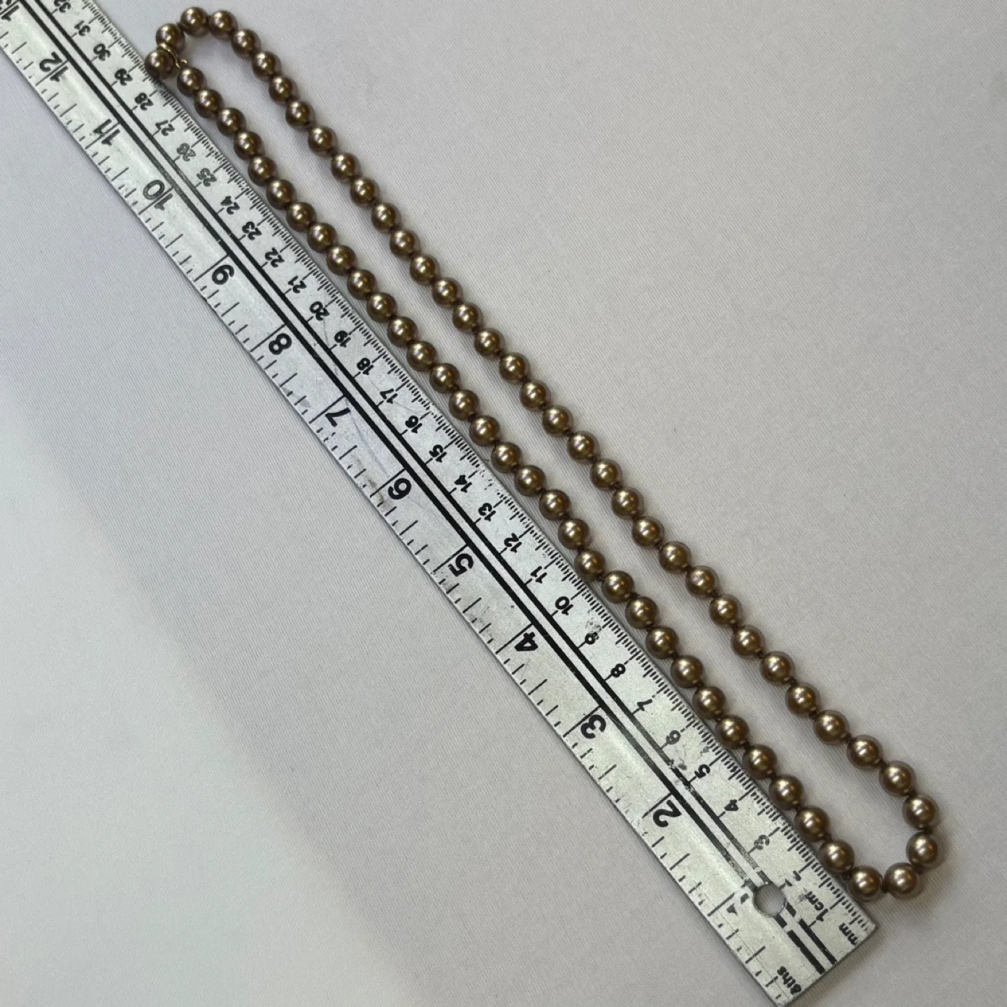 Bronze Metallic Beaded Pearl Strand Necklace image indicator(5)