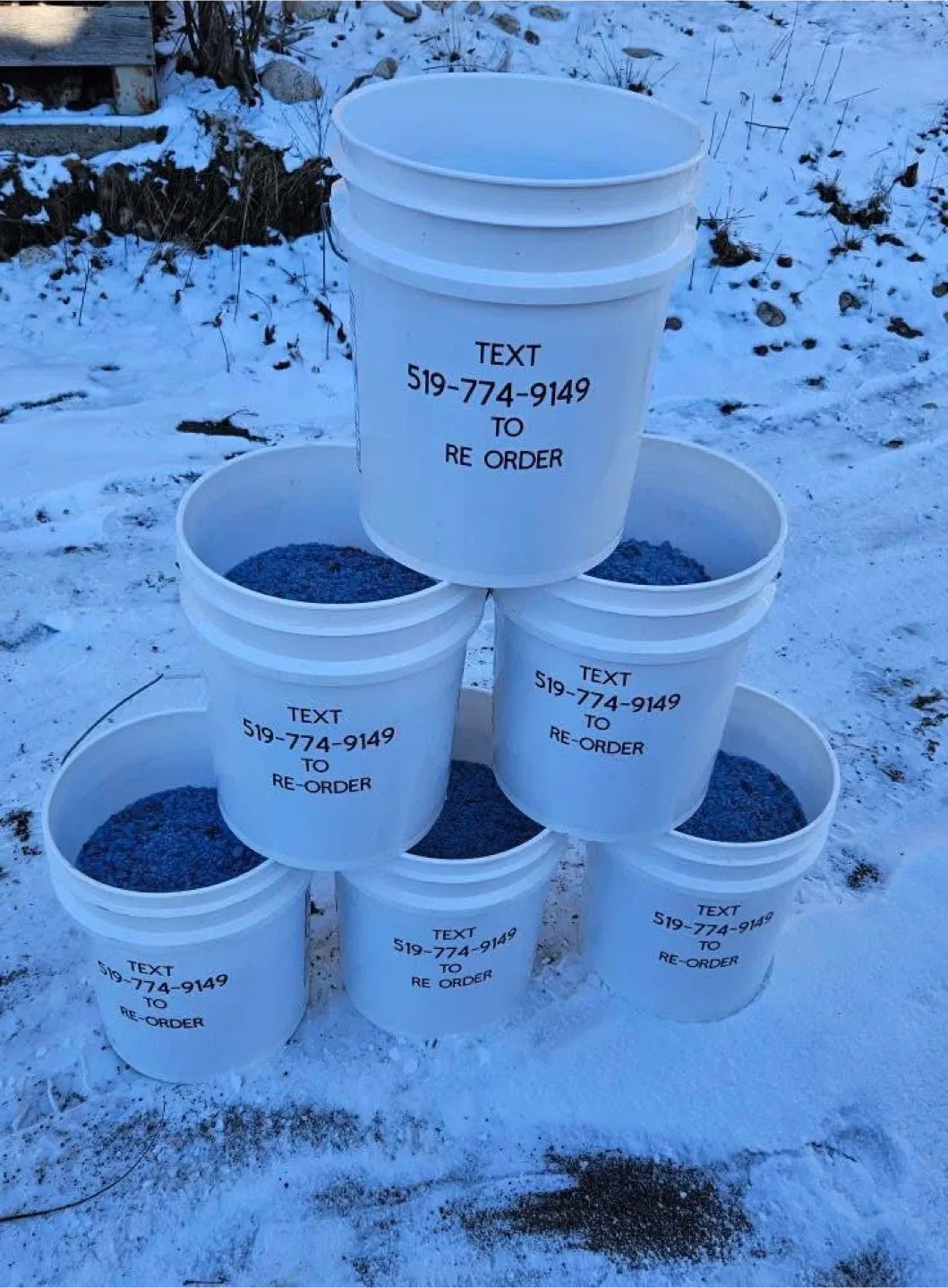 Treated salt in Buckets