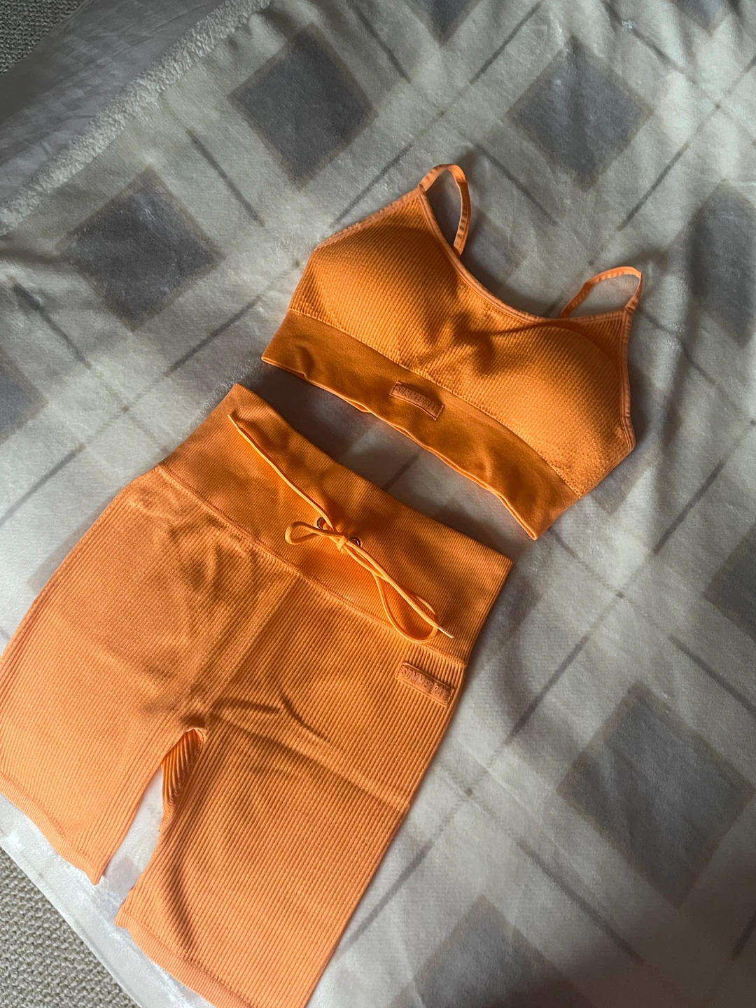 Orange Ribbed Activewear Set