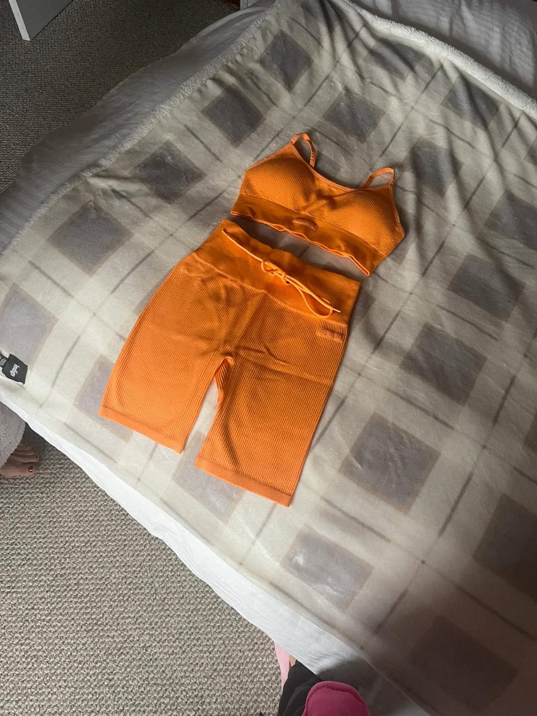 Orange Ribbed Activewear Set image indicator(2)
