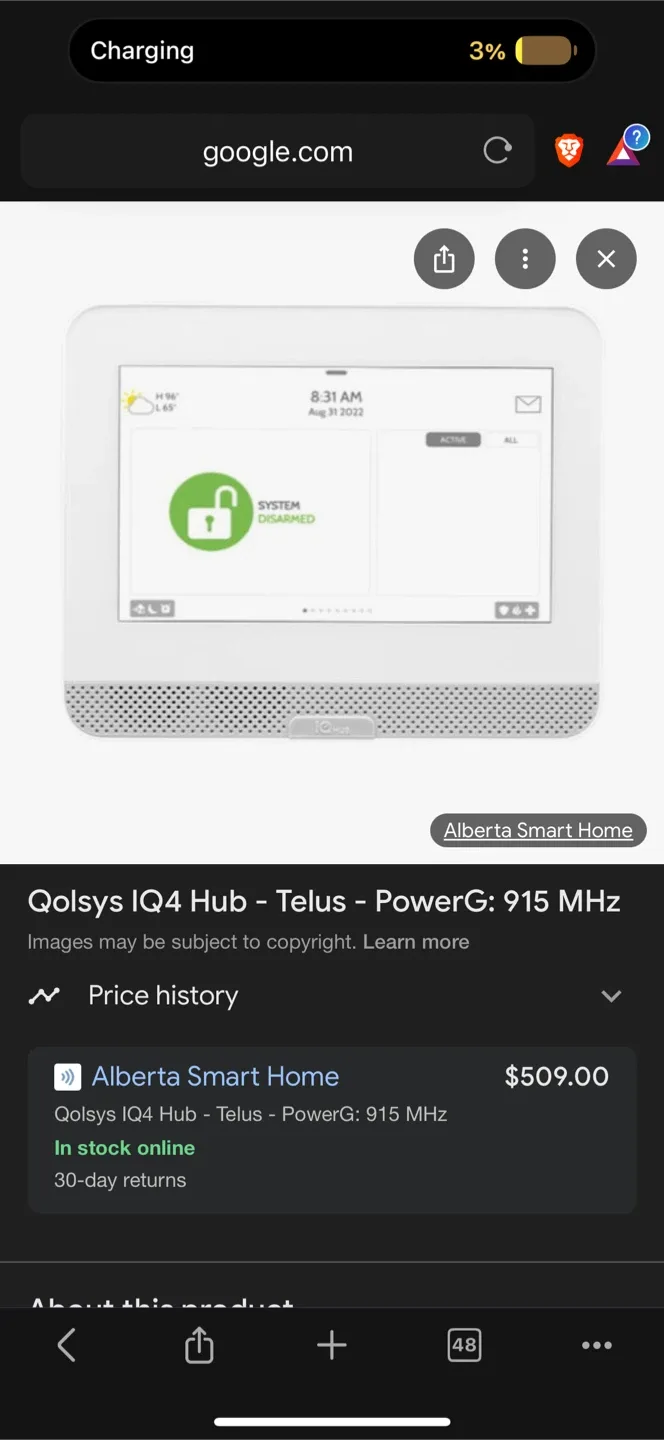 *New* $575 Qolsys IQ Panel 4 LTE Alarm System Power G image indicator(3)
