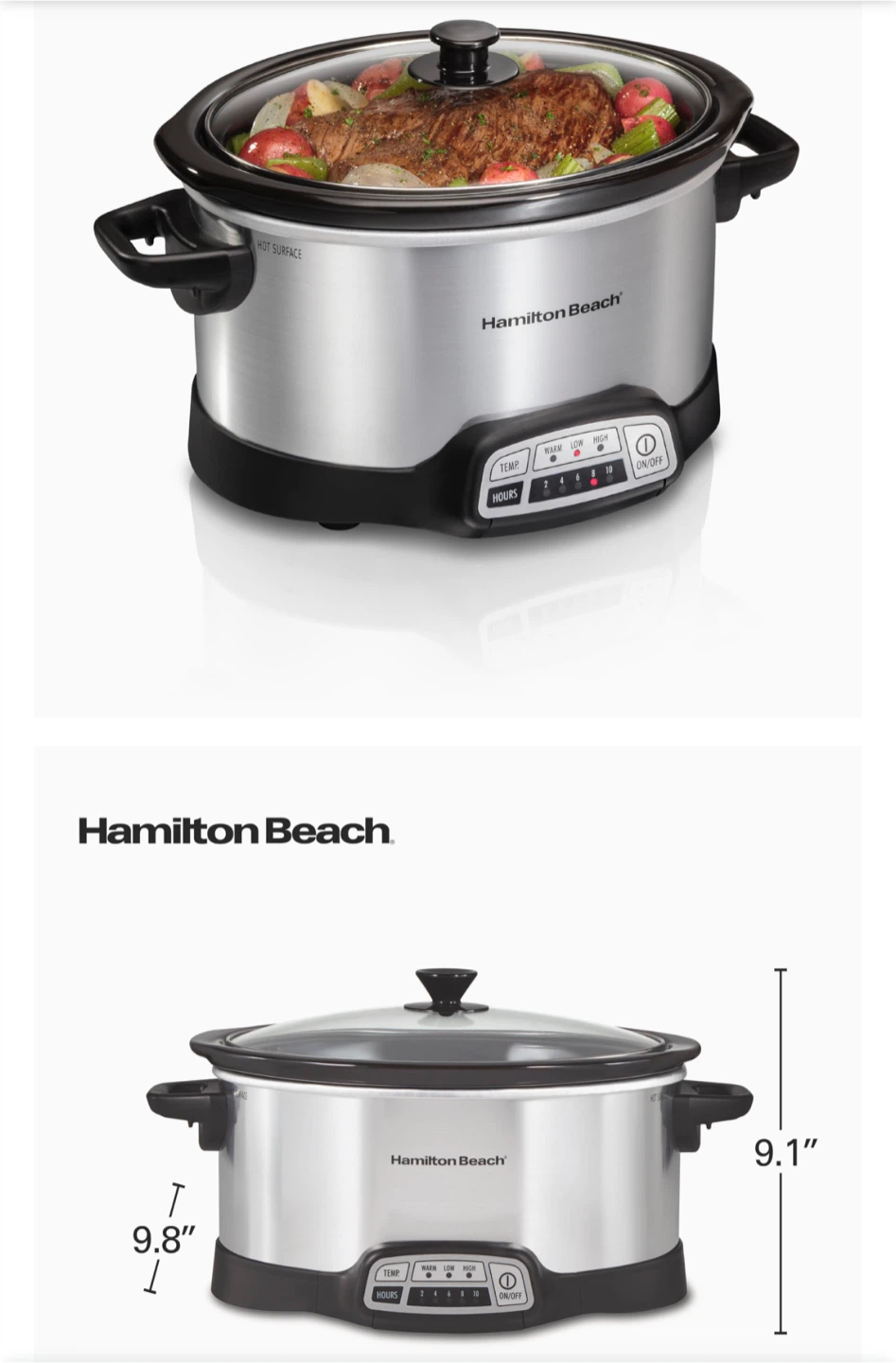 Hamilton Beach 4 Quart Slow Cooker - Silver - photo 2
