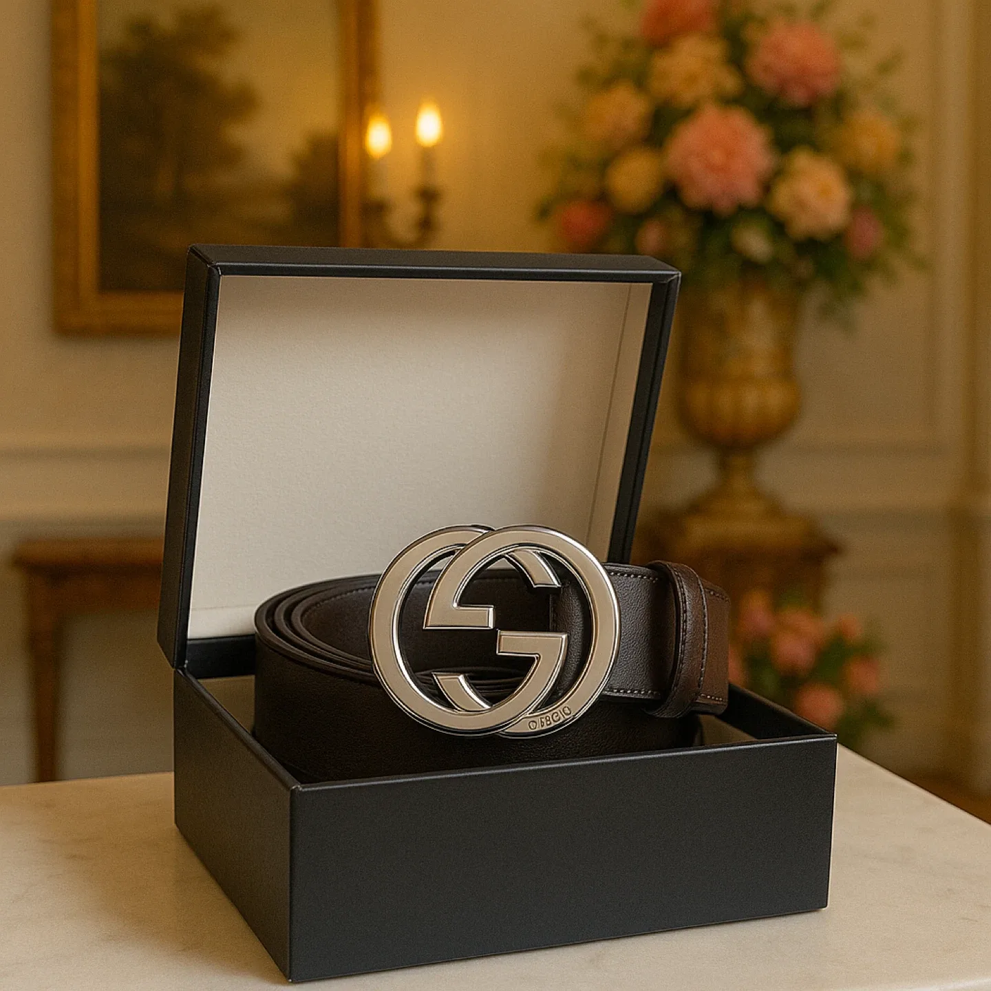 Gucci Leather Belt with Double G Buckle - New in Box! image indicator(2)