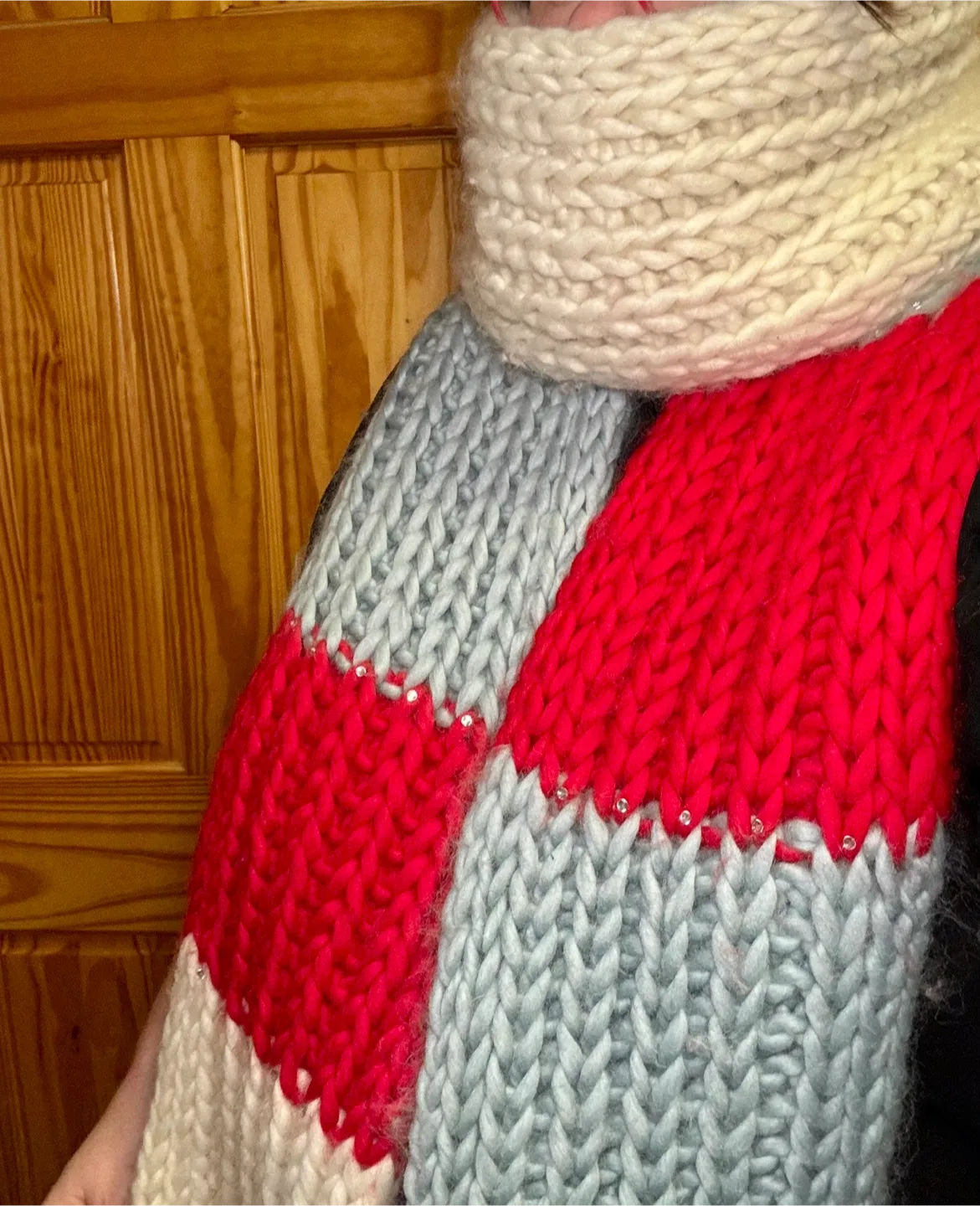 Handmade Scarf in Chicago Flag Colors — One of a Kind