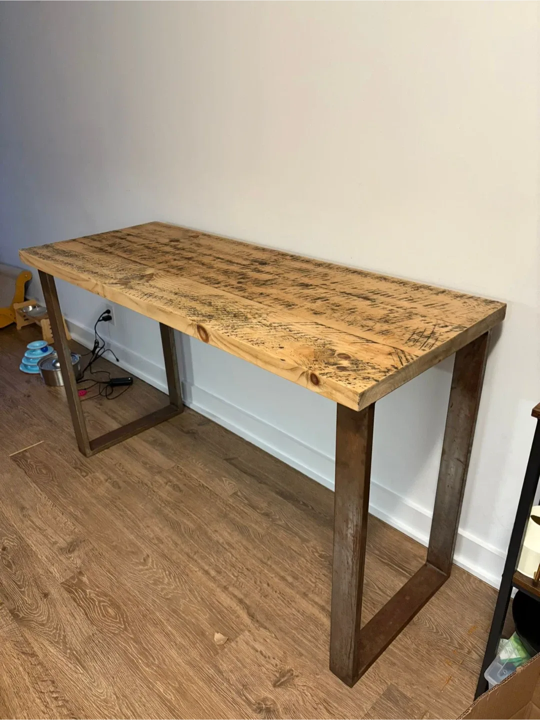 Rustic solid wooden kitchen table  with Metal Legs