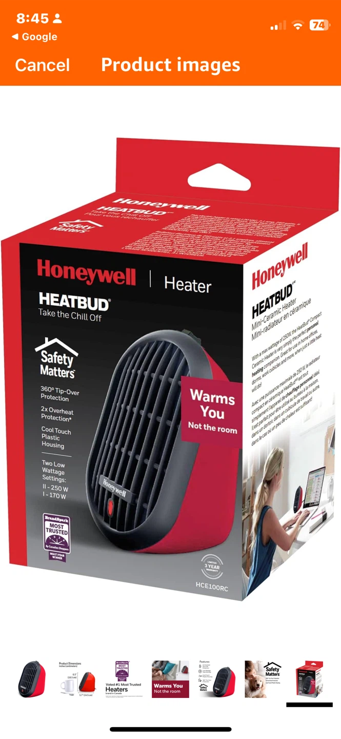 Honeywell HEATBUD Mini Ceramic Heater - photo 2