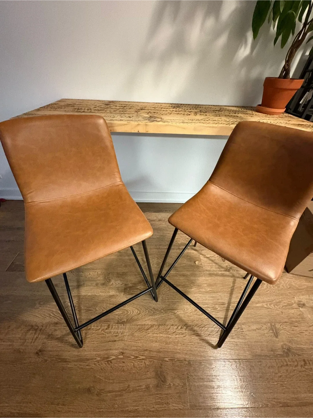 Brown Leather Bar Stools