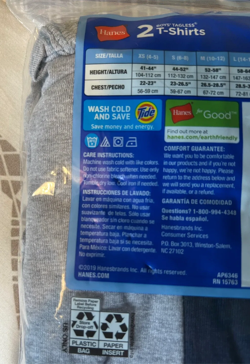 🔥🆕🔥Hanes Boys’ Tagless T-Shirts 2-Pack - Gray and Black image indicator(4)