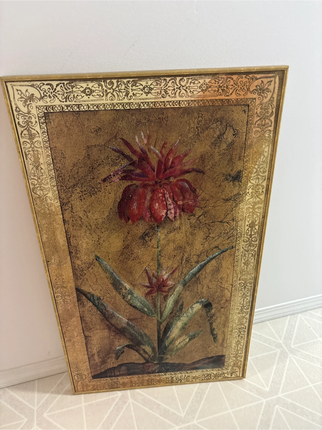 Floral Wall Art with Gold Frame