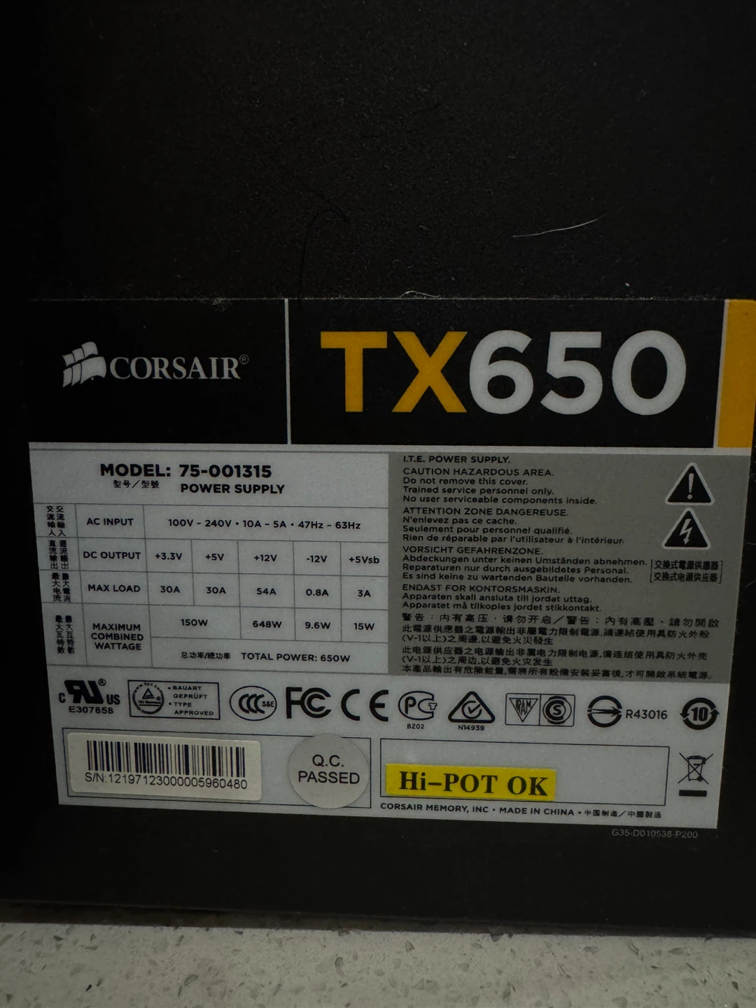 Corsair TX650 Power Supply - photo 3