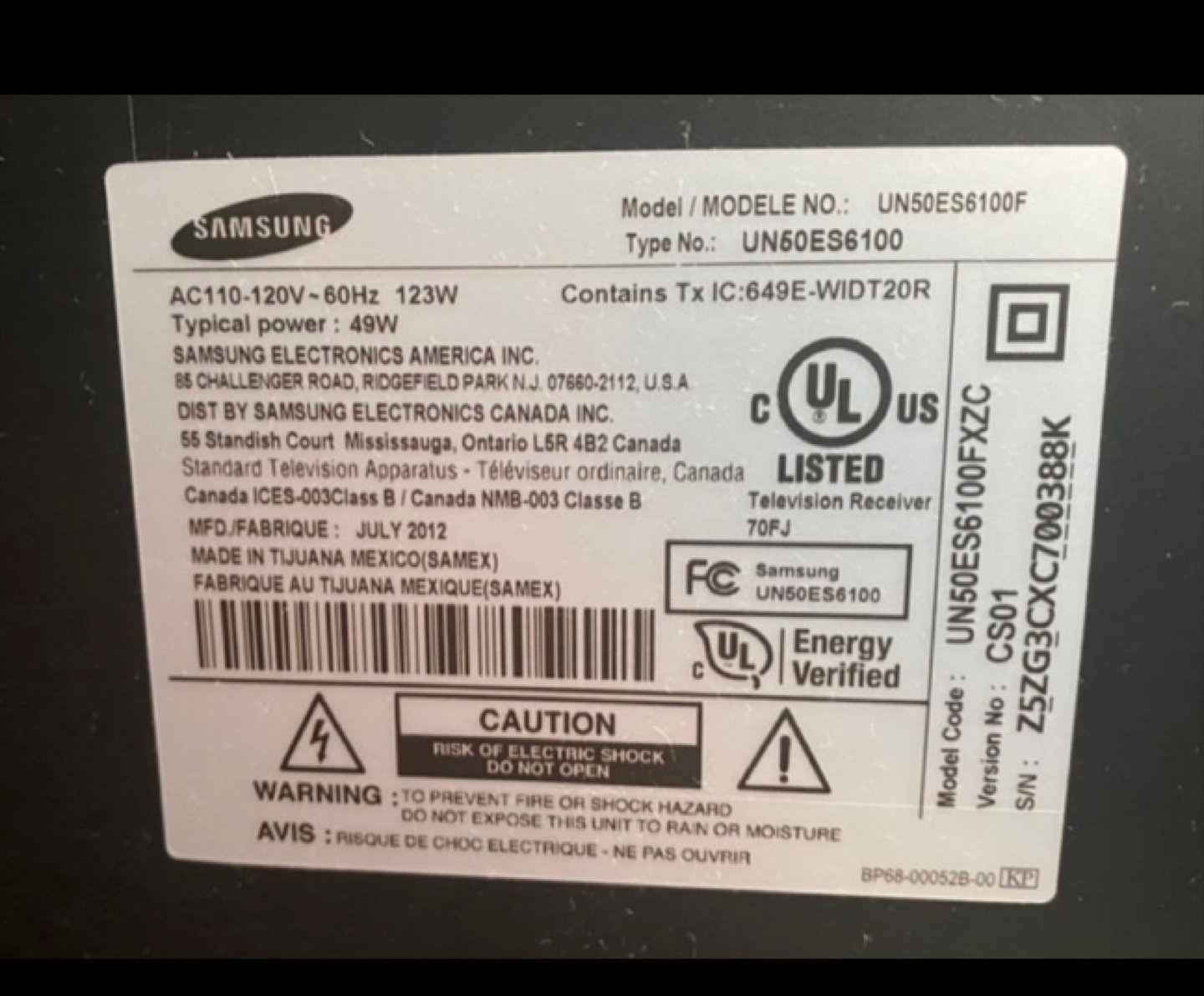Samsung UN50ES6100F 50" TV - photo 2