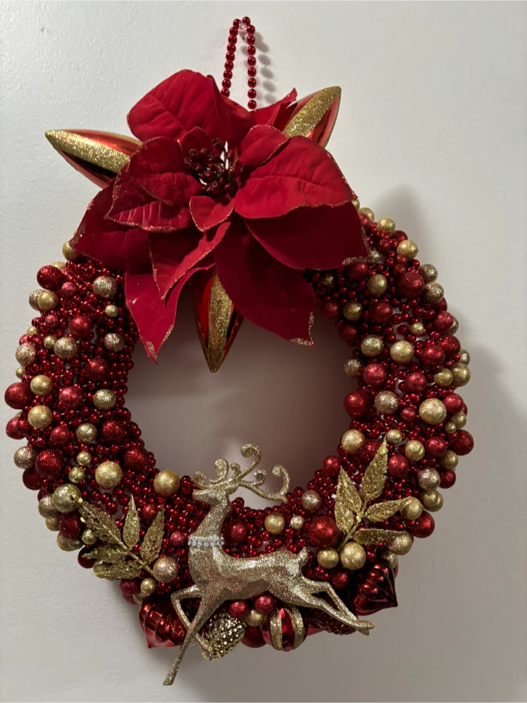13” Christmas Wreath - Red and Gold